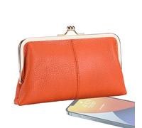 Kiss Lock Coin Purse, Coin Purse Wallet, PU Leather Coin Purse, Large Capacity Coin Holder, PU Leather Kiss Lock Coin Purse Large Capacity Coin Purse For Credit Cards and Cash, Orange1,