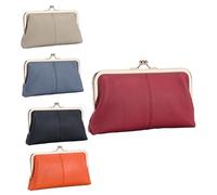 Kiss Lock Coin Purse, PU Leather Wallet, Compact Design Credit Card Slot, Exquisite Car Coin Holder Ideal para mujeres Everyday Use, 8.07x1.57x4.72 pulgadas, Wine Red, Se référer au descriptif