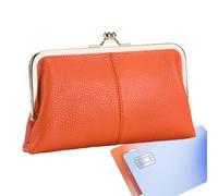 Kiss Lock Wallet, Leather Change Purse, Vintage Kiss Wallet, Coin Purse Wallet, Kids Leather Purse, PU Leather Change, Small Credit Card Wallet With Credit Card Slot for Kids, Orange1,