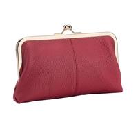 Kiss Lock Wallet, Leather Change Purse, Vintage Kiss Wallet, Coin Purse Wallet, Kids Leather Purse, PU Leather Change, Small Credit Card Wallet With Credit Card Slot for Kids, Wine Red,