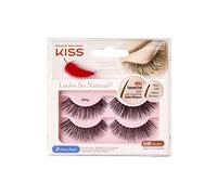 KISS Looks So Natural Flirty - Pestañas postizas naturales | Natural, para pegar, ligero y suave, tecnología de extremo cónico, aspecto de salón, con pegamento para pestañas