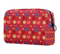 Kiss Love - Bolsa de cosméticos con diseño de globo de fresa para mujer, bolsa organizadora de maquillaje grande con cremallera, multicolor, 18.5x7.5x13cm/7.3x3x5.1in, Neceser