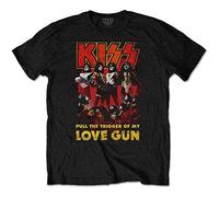 KISS Love Gun Glow Camiseta, Negro, XL para Hombre