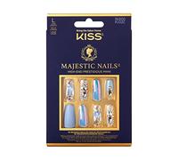 KISS Majestic My Jewelry - Juego de manicura de alta calidad de caffin de larga duración, incluye adhesivo para uñas, almohadillas adhesivas, minilima, almohadilla de preparación y 30 uñas postizas