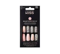 KISS Masterpiece OneOfAKind Luxe Manicure Premium Acrylic Fake Nails with Pink Gel Nail Glue Manicure Stick Mini Nail File