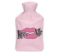Kiss Me Botella de agua de goma con cubierta de felpa suave, bolsa de agua caliente para invierno, manos y pies, protección contra el frío, 1000 ml