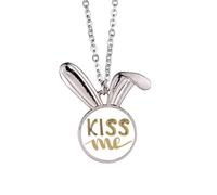 Kiss Me - Collar con colgante de conejo escrito a mano con cita de conejo, joyería de regalo