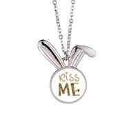 Kiss Me - Collar con colgante de conejo escrito a mano con cita de conejo, joyería de regalo