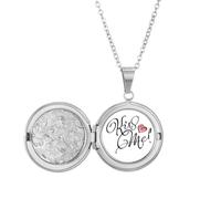 Kiss Me - Collar con medallón escrito a mano con frase en forma de corazón, joyería para regalo de cumpleaños
