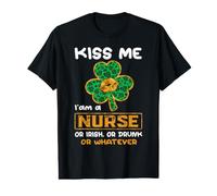 Kiss Me I Am A Nurse with Shamrock Nurses St Patricks Day Camiseta gráfica económica