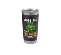 Kiss Me I Am A Nurse With Shamrock Nurses St Patricks Day Vaso térmico de acero inoxidable de doble pared