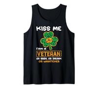 Kiss Me I Am A Veteran Funny Shamrock St Patricks Day Camiseta sin Mangas