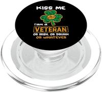 Kiss Me I Am A Veteran Funny Shamrock St Patricks Day PopSockets PopGrip para MagSafe