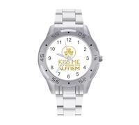 Kiss Me I Love Someone with Autism - Reloj analógico de cuarzo para hombre, correa de acero inoxidable, reloj de pulsera de negocios