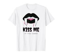 Kiss Me If You Dare Halloween Vampire Fangs Camiseta