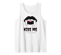 Kiss Me If You Dare Halloween Vampire Fangs Camiseta sin Mangas