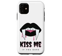 Kiss Me If You Dare Halloween Vampire Fangs Carcasa para iPhone 11