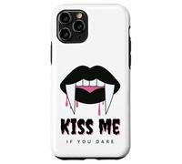 Kiss Me If You Dare Halloween Vampire Fangs Carcasa para iPhone 11 Pro