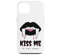 Kiss Me If You Dare Halloween Vampire Fangs Carcasa para iPhone 13