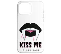 Kiss Me If You Dare Halloween Vampire Fangs Carcasa para iPhone 16 Pro MAX