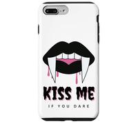 Kiss Me If You Dare Halloween Vampire Fangs Carcasa para iPhone 7 Plus/8 Plus