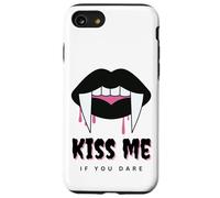 Kiss Me If You Dare Halloween Vampire Fangs Carcasa para iPhone SE (2020) / 7/8