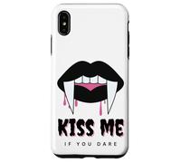 Kiss Me If You Dare Halloween Vampire Fangs Carcasa para iPhone XS MAX