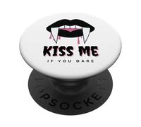 Kiss Me If You Dare Halloween Vampire Fangs PopSockets PopGrip Adhesivo