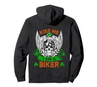 Kiss Me I'm A Biker Skull Lucky Shamrock St Patricks Day Sudadera con Capucha