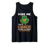 Kiss Me I'm A Coach with Shamrock St Patricks Day Camiseta sin Mangas