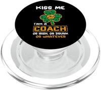 Kiss Me I'm A Coach with Shamrock St Patricks Day PopSockets PopGrip para MagSafe