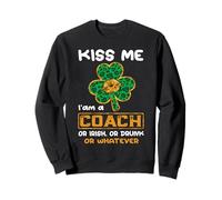 Kiss Me I'm A Coach with Shamrock St Patricks Day Sudadera