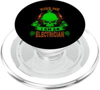 Kiss Me I'm A Electrician Skull Shamrock St Patricks Day PopSockets PopGrip para MagSafe