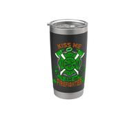 Kiss Me I'm A Firefighter Skull Shamrock St Patricks Day Vaso térmico de acero inoxidable de doble pared