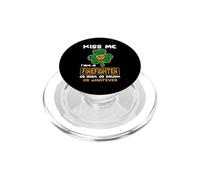 Kiss Me I'm A Firefighter with Shamrock St Patricks Day PopSockets PopGrip para MagSafe