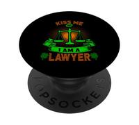Kiss Me I'm A Lawyer Lucky Charm Shamrock St Patricks Day PopSockets PopGrip Adhesivo