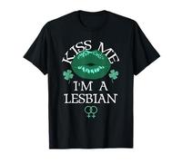 Kiss Me I'm a Lesbian St Patricks Day Green Lips Les Pride Camiseta