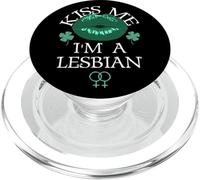 Kiss Me I'm a Lesbian St Patricks Day Green Lips Les Pride PopSockets PopGrip para MagSafe