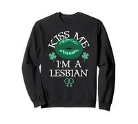 Kiss Me I'm a Lesbian St Patricks Day Green Lips Les Pride Sudadera