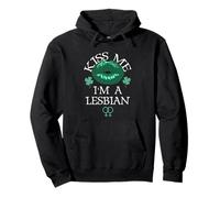 Kiss Me I'm a Lesbian St Patricks Day Green Lips Les Pride Sudadera con Capucha