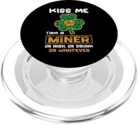 Kiss Me I'm A Miner Funny Shamrock St Patricks Day PopSockets PopGrip para MagSafe