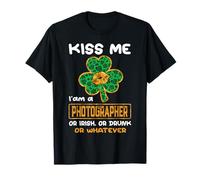 Kiss Me I'm A Photographer Funny Shamrock St Patricks Day Camiseta
