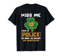 Kiss Me I'm A Police Funny Shamrock St Patricks Day Camiseta