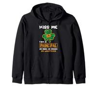 Kiss Me I'm A Principal Funny Shamrock St Patricks Day Sudadera con Capucha