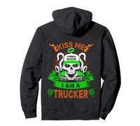 Kiss Me I'm A Trucker Skull Lucky Shamrock St Patricks Day Sudadera con Capucha