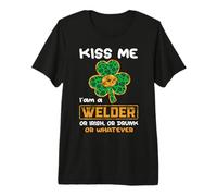 Kiss Me I'm A Welder Funny Shamrock St Patricks Day Camiseta Premium
