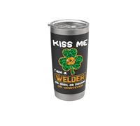 Kiss Me I'm A Welder Funny Shamrock St Patricks Day Vaso térmico de acero inoxidable de doble pared