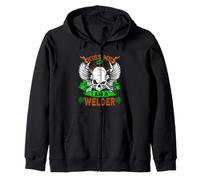 Kiss Me I'm A Welder Skull Lucky Shamrock St Patricks Day Sudadera con Capucha