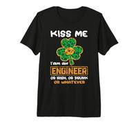 Kiss Me I'm An Engineer with Shamrock St Patricks Day Camiseta Premium