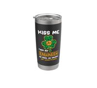 Kiss Me I'm An Engineer With Shamrock St Patricks Day Vaso térmico de acero inoxidable de doble pared